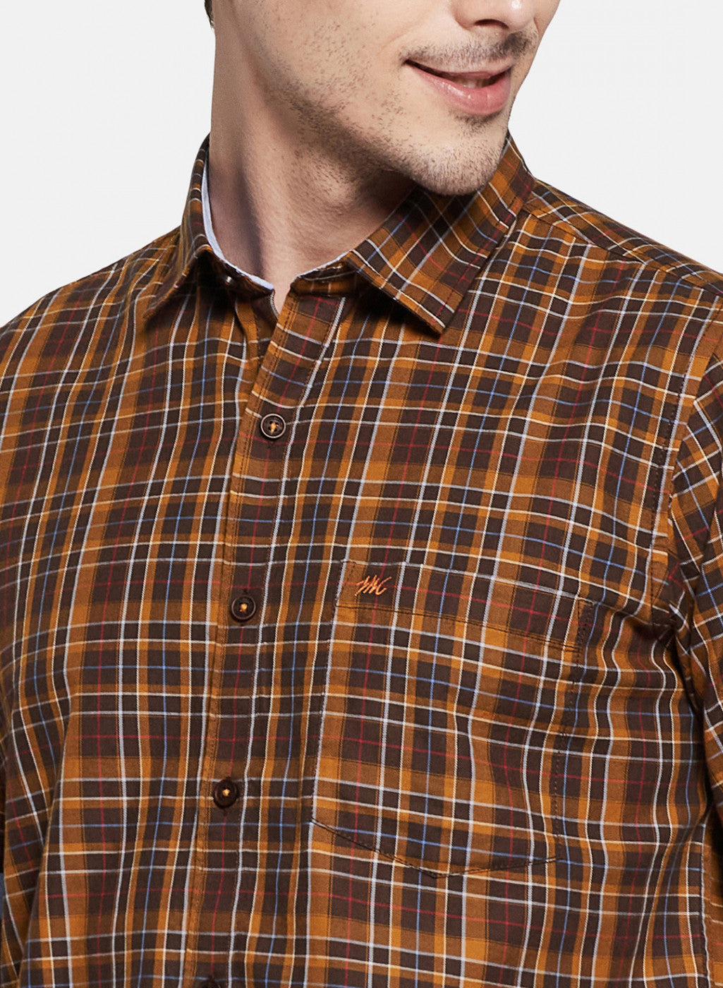 Mens Brown Check Shirt