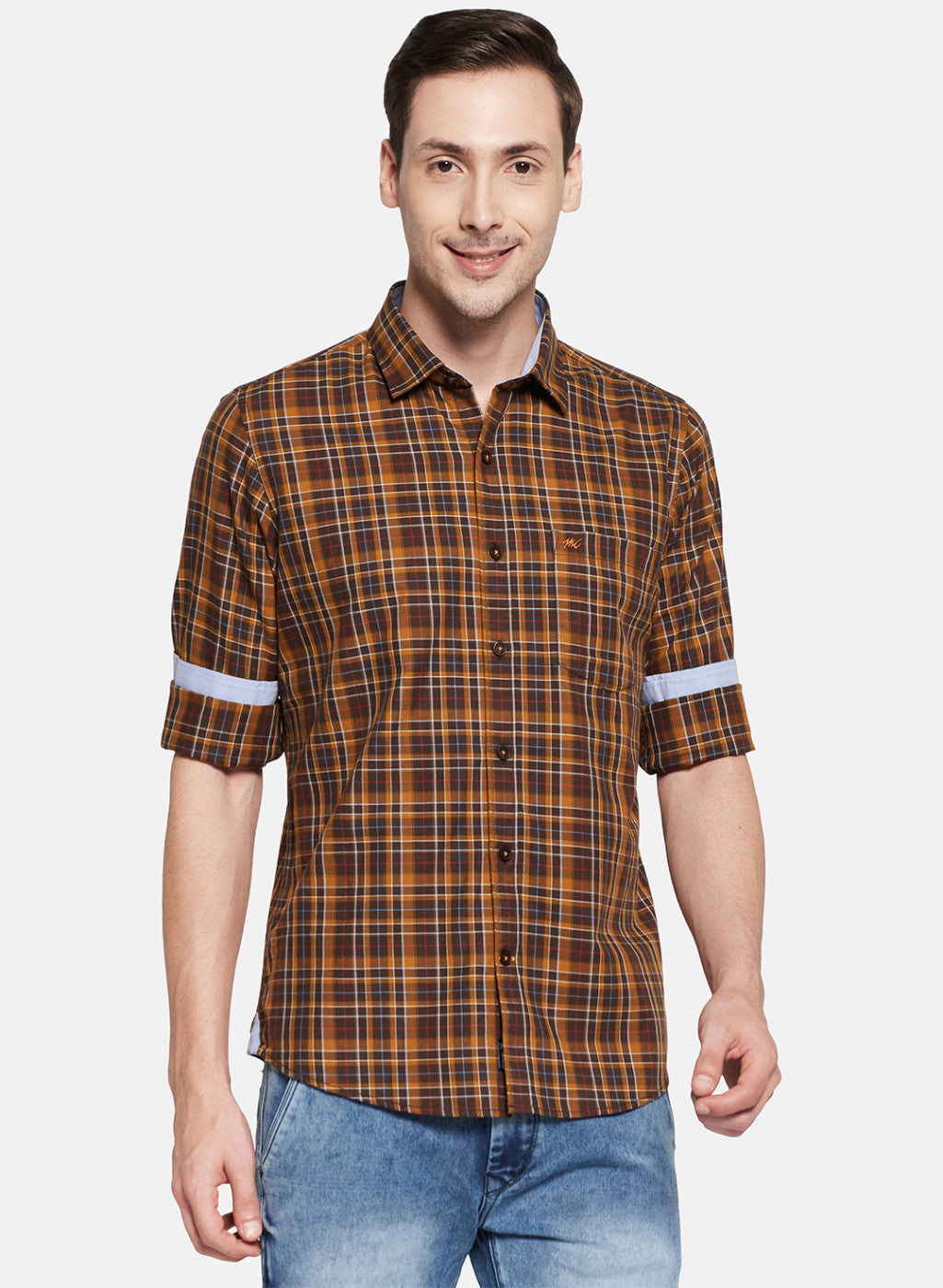 Mens Brown Check Shirt