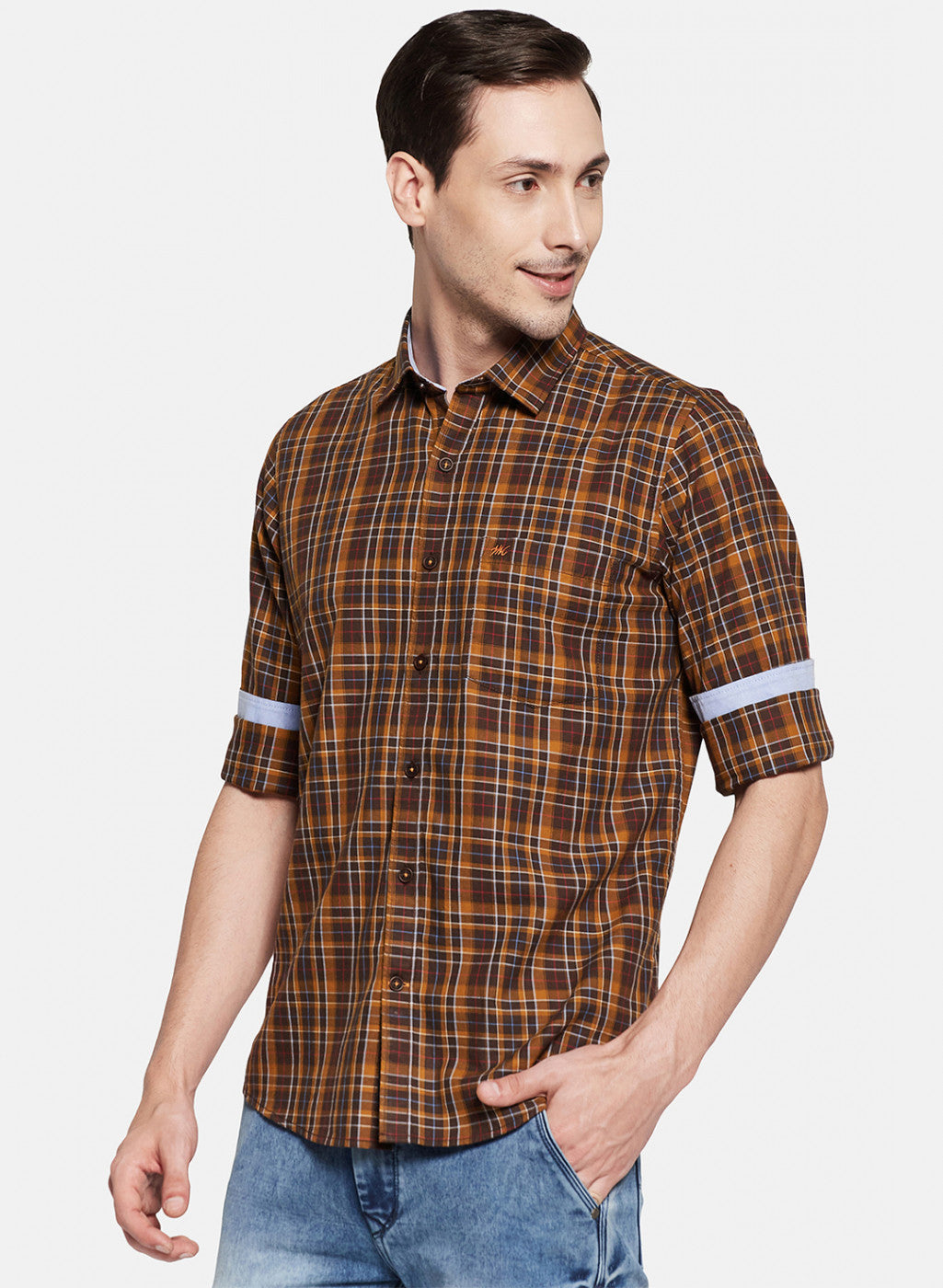 Mens Brown Check Shirt