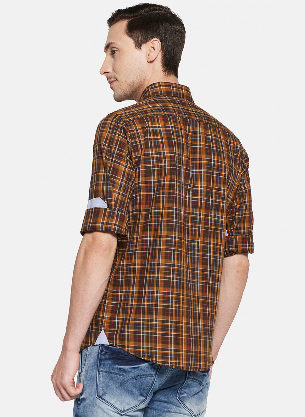 Mens Brown Check Shirt