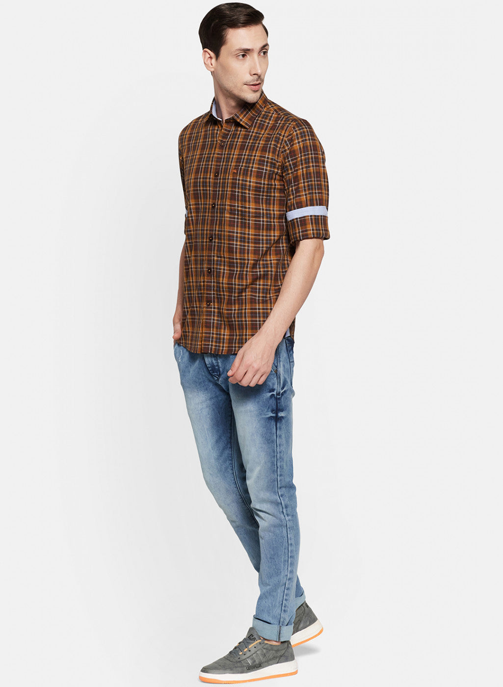 Mens Brown Check Shirt