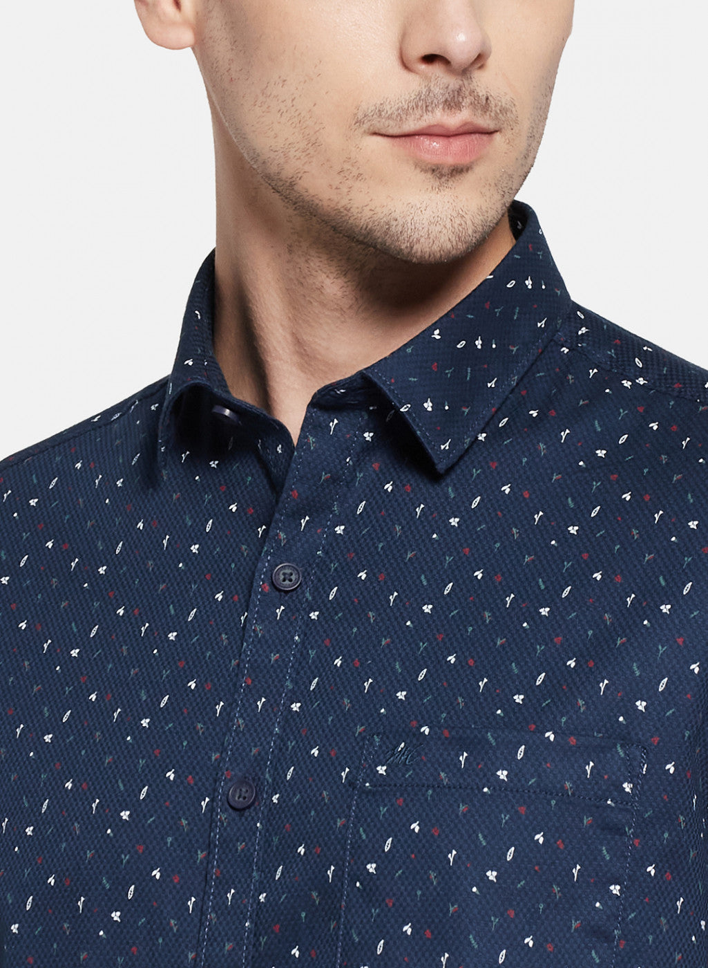 Mens NAvy Blue Printed Shirt