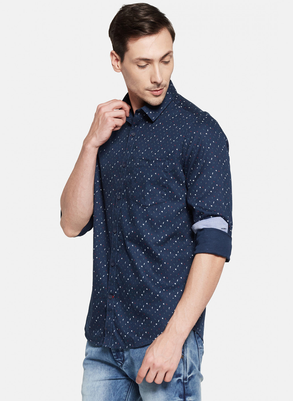 Mens NAvy Blue Printed Shirt