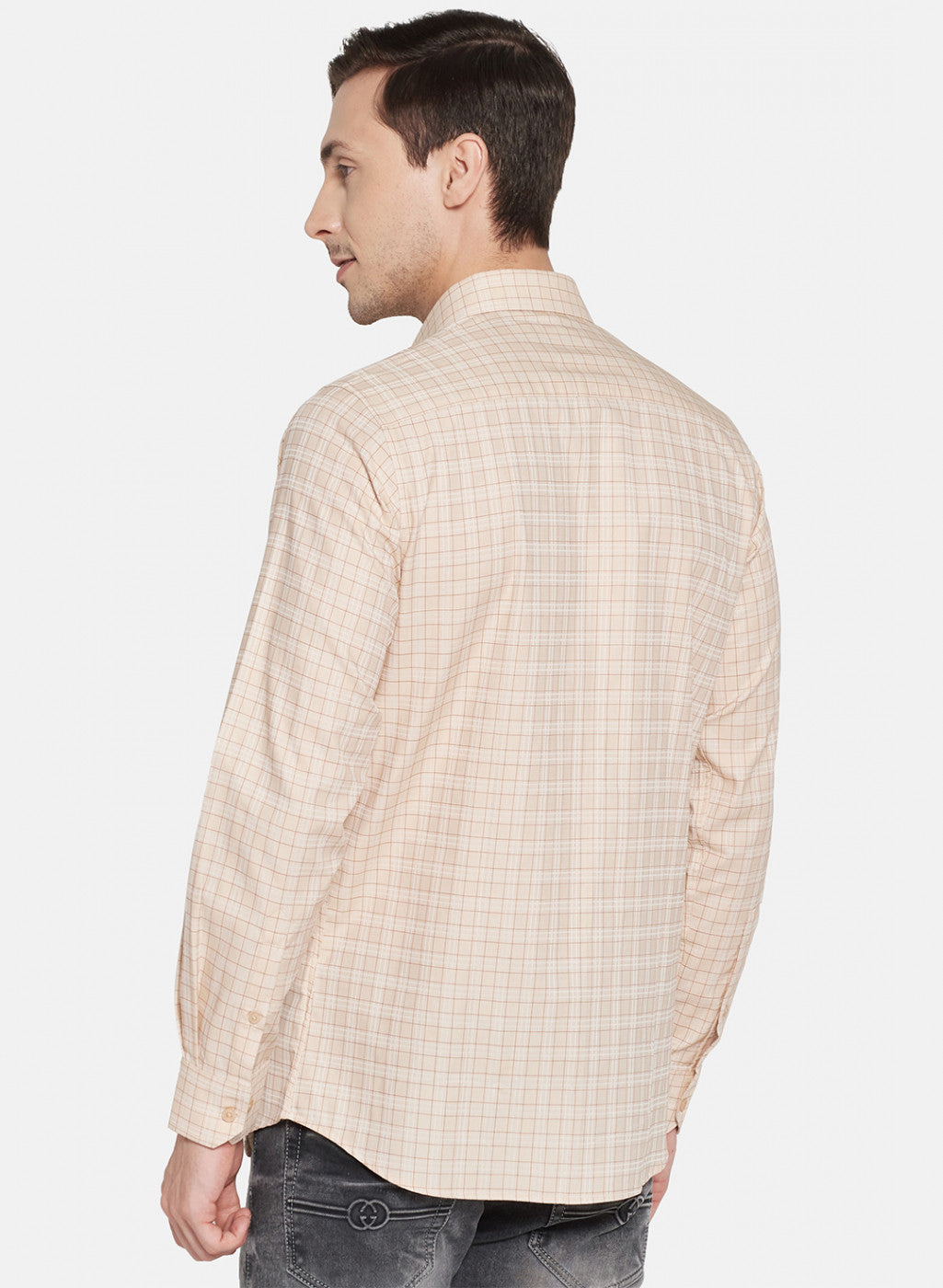 Mens Beige Check Shirt