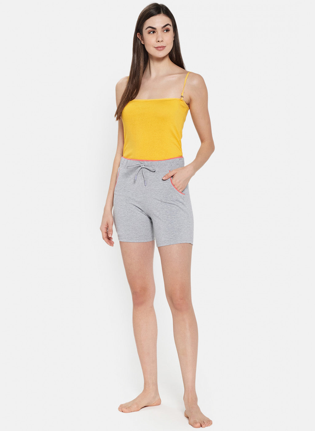 Womens Grey Plain Shorts