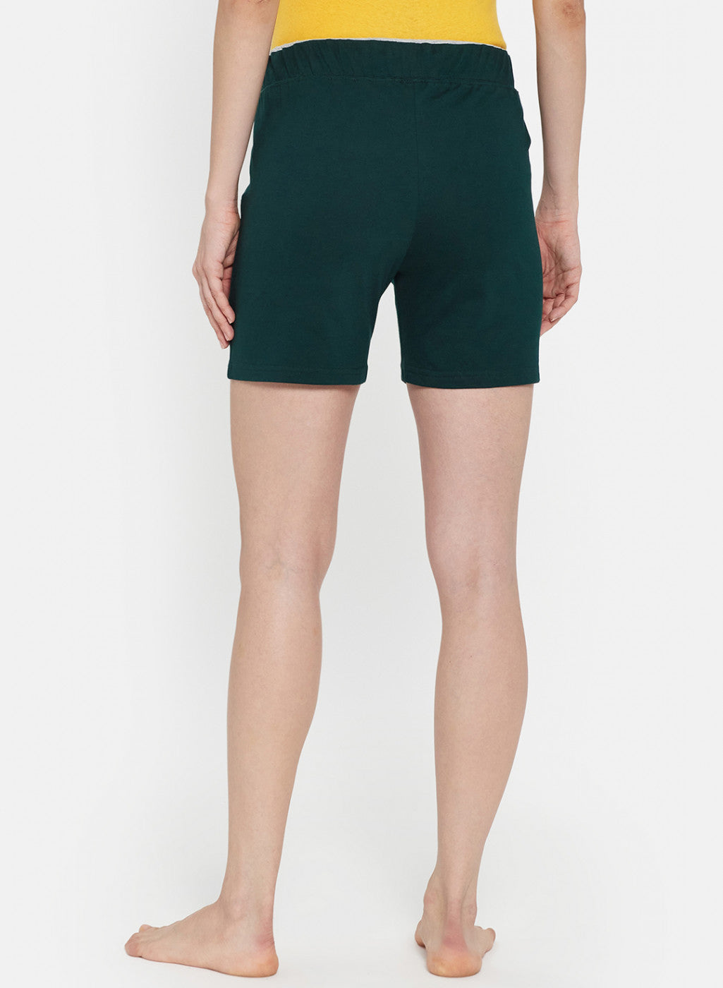 Womens Green Plain Shorts