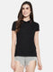 Womens Black Plain T-Shirt