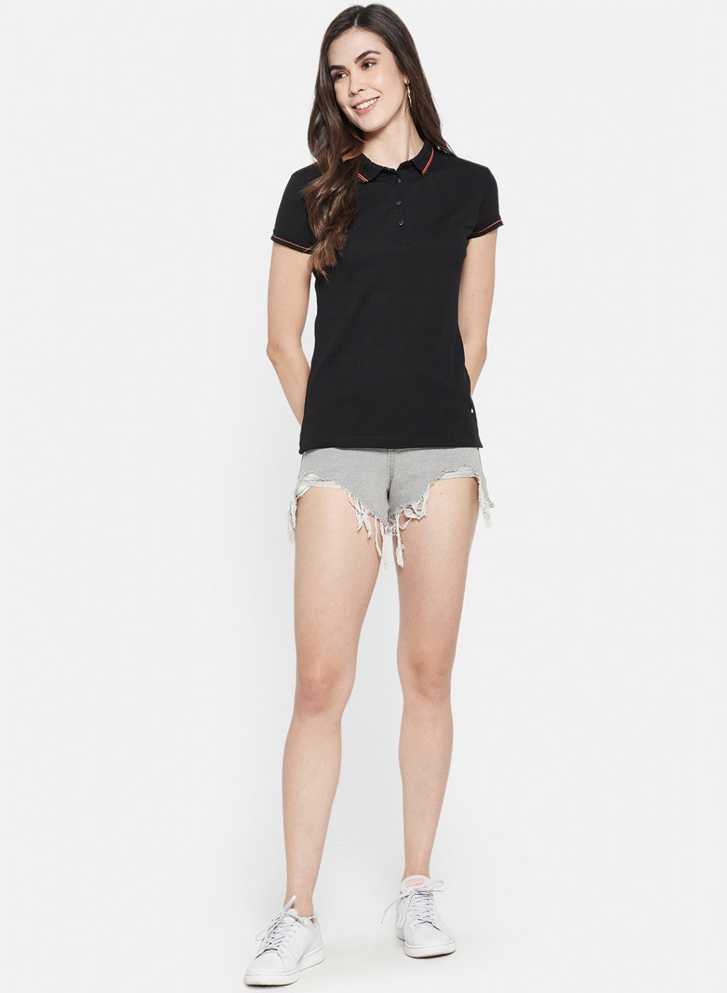 Womens Black Plain T-Shirt