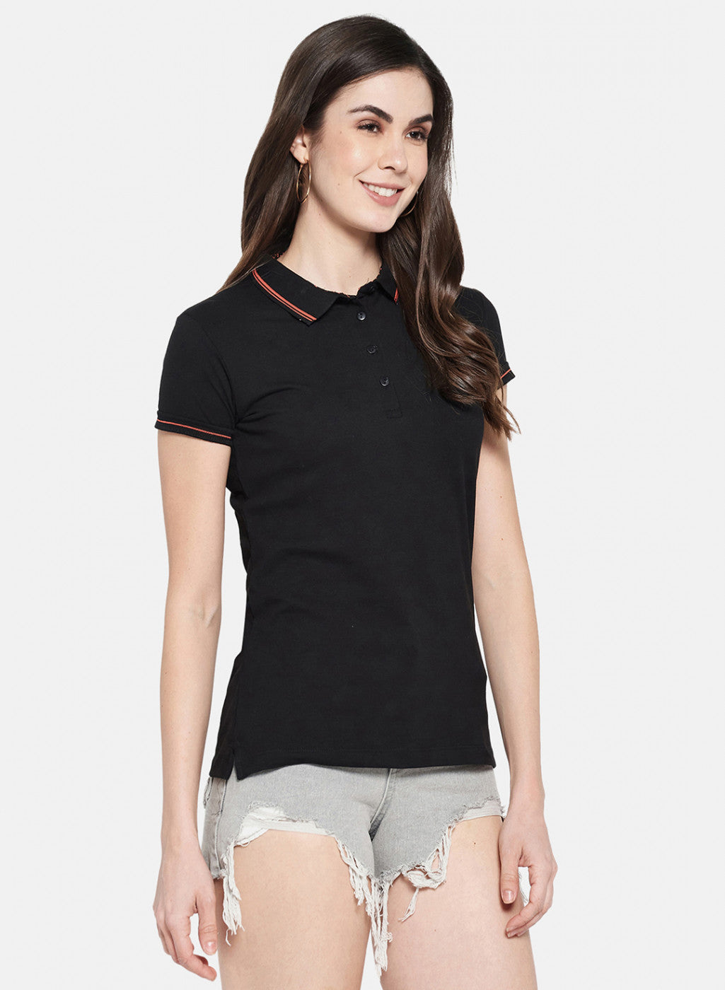 Womens Black Plain T-Shirt