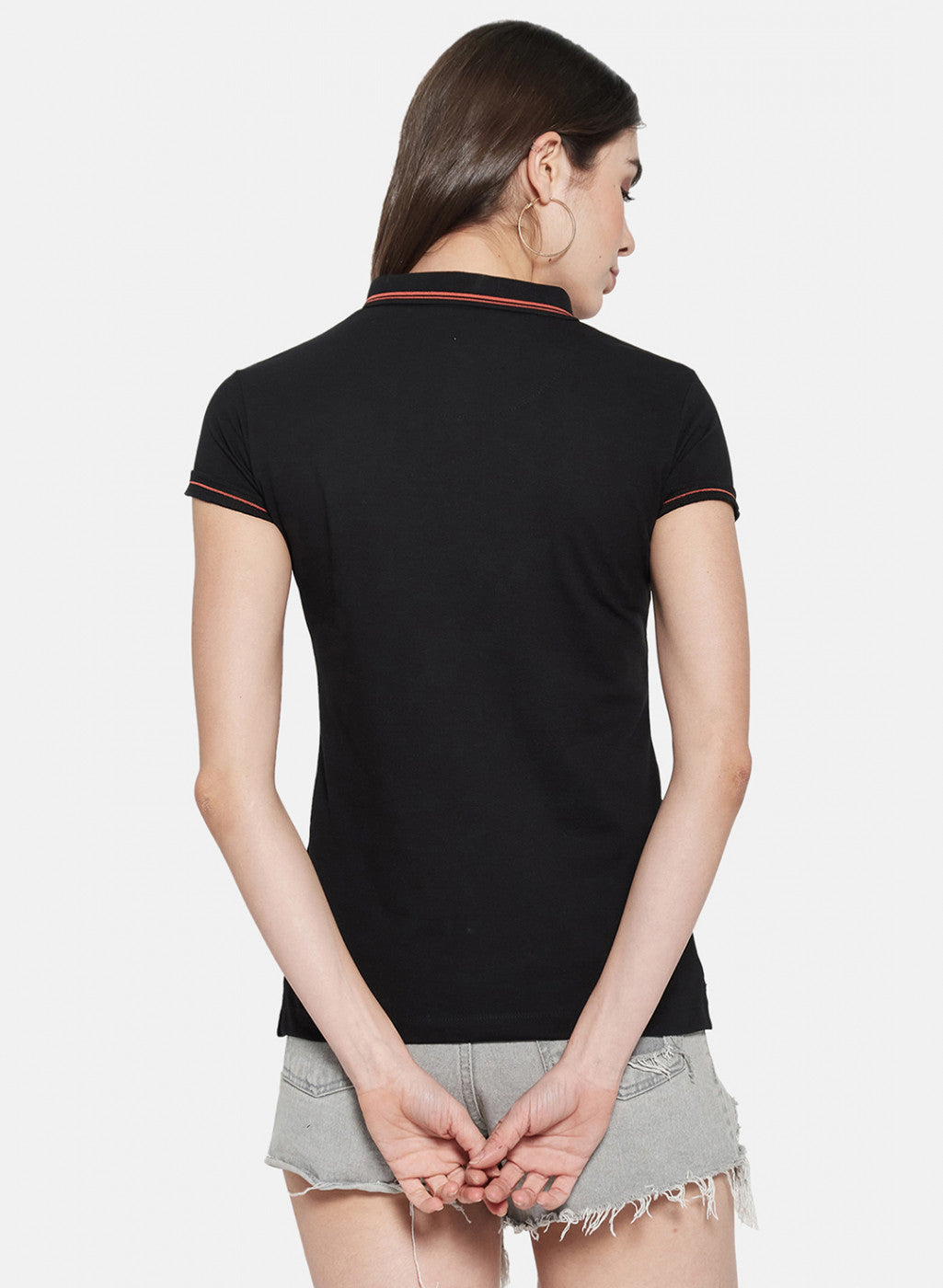 Womens Black Plain T-Shirt