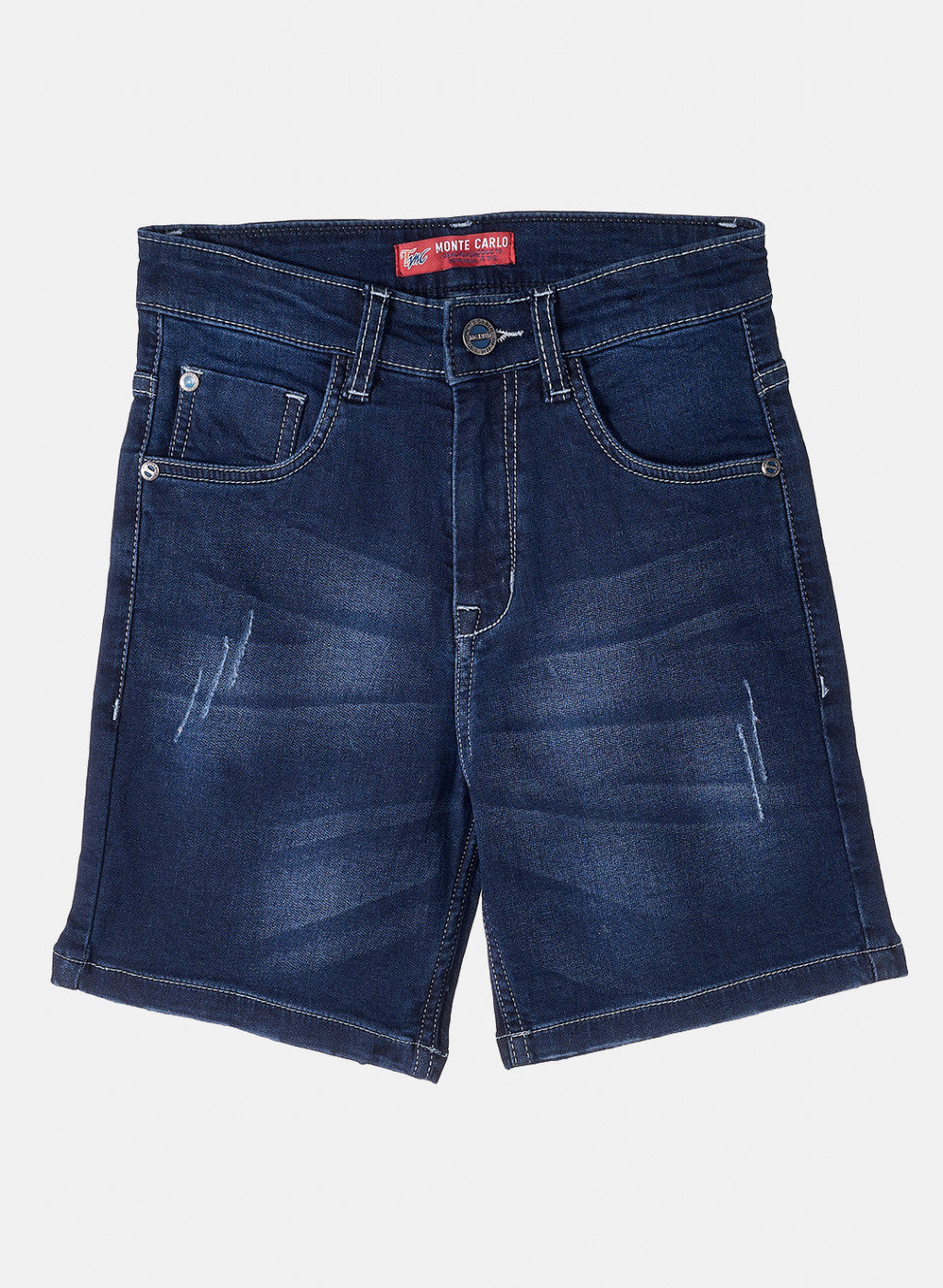 Boys Navy Blue Light Wash Shorts