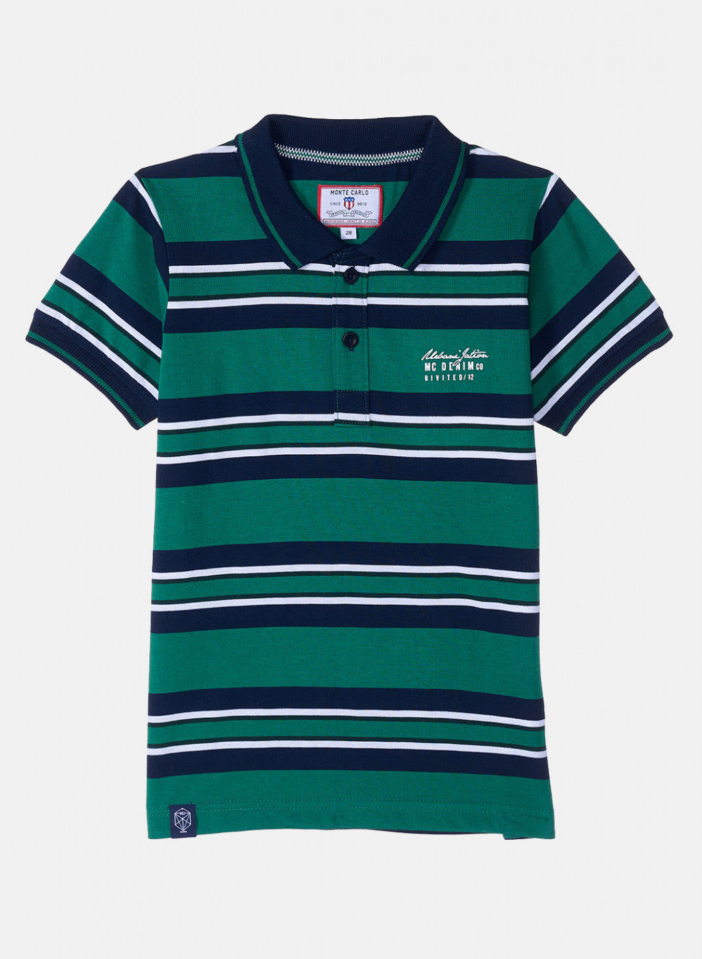 Boys Green & Navy Stripe T-Shirt