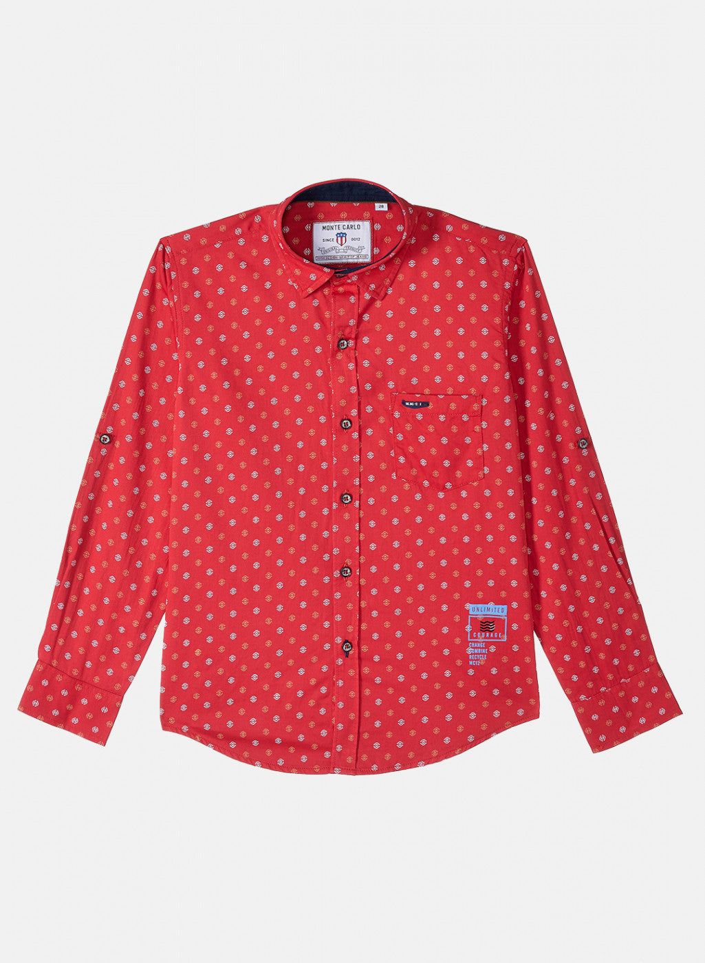 Boys Red Printed Shirt