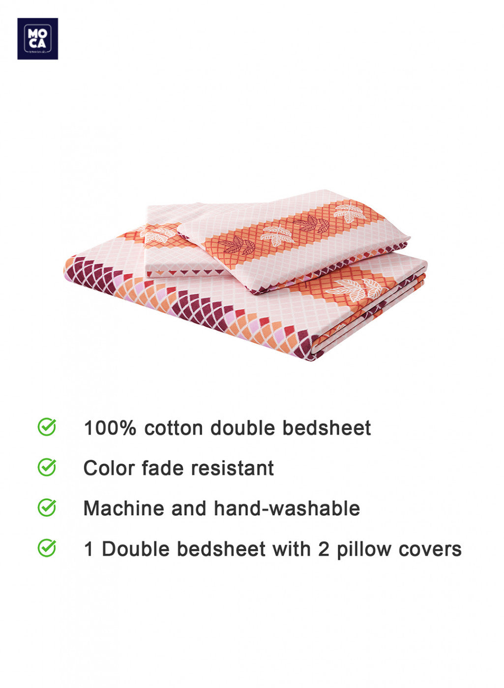 120 TC Cotton Double Bedsheet with 2 Pillow Covers