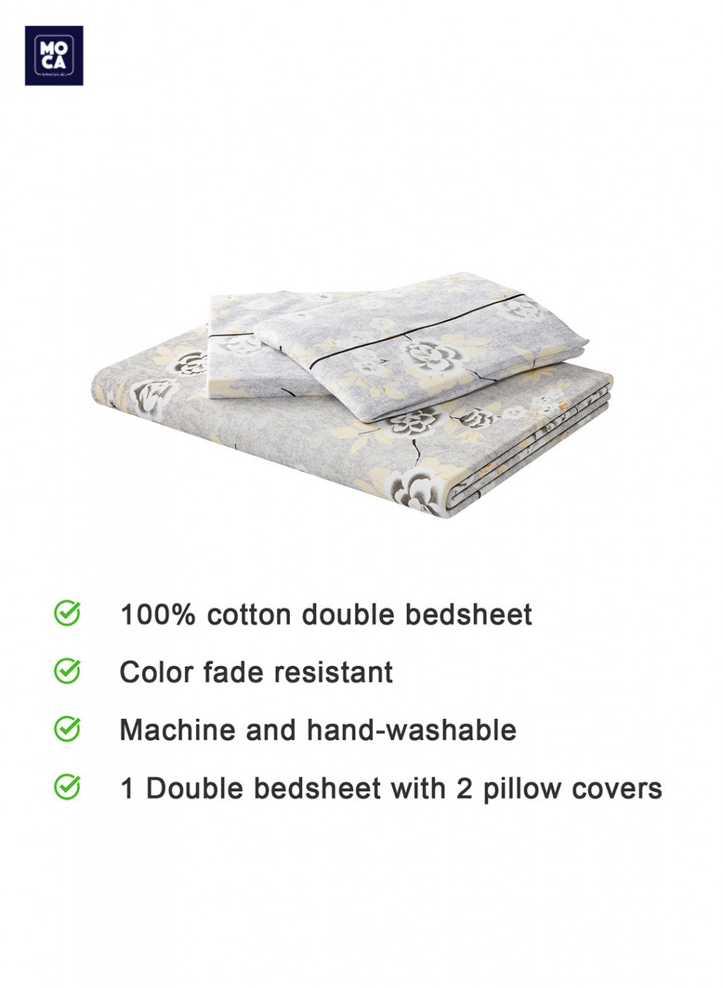 120 TC Cotton Double Bedsheet with 2 Pillow Covers