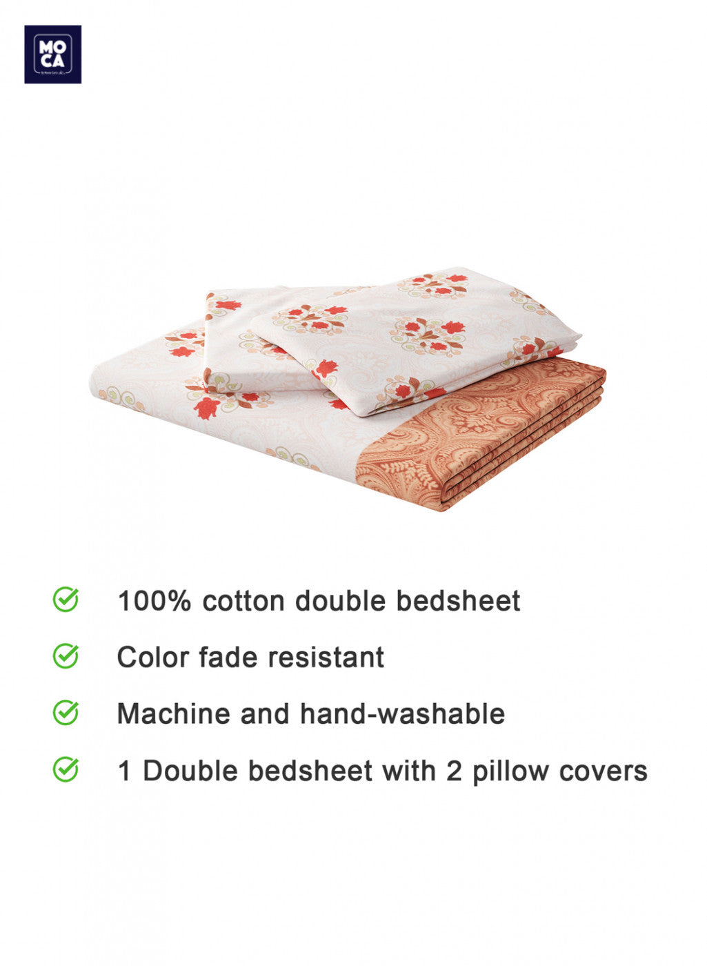 120 TC Cotton Double Bedsheet with 2 Pillow Covers