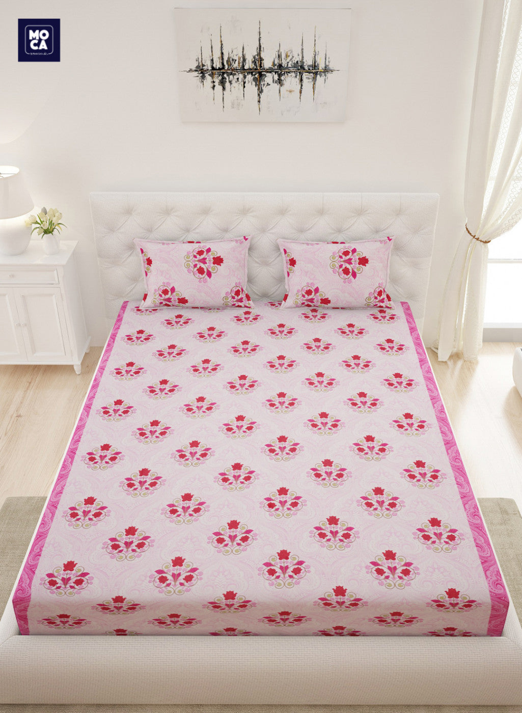 120 TC Cotton Double Bedsheet with 2 Pillow Covers