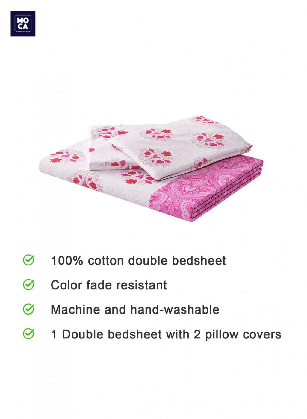 120 TC Cotton Double Bedsheet with 2 Pillow Covers