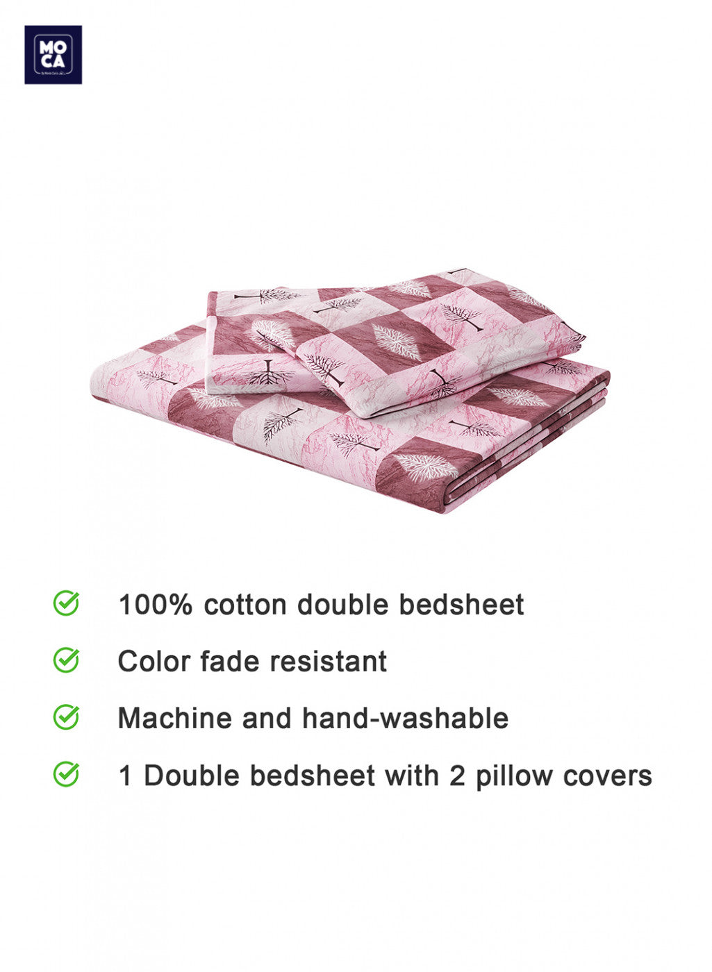 120 TC Cotton Double Bedsheet with 2 Pillow Covers