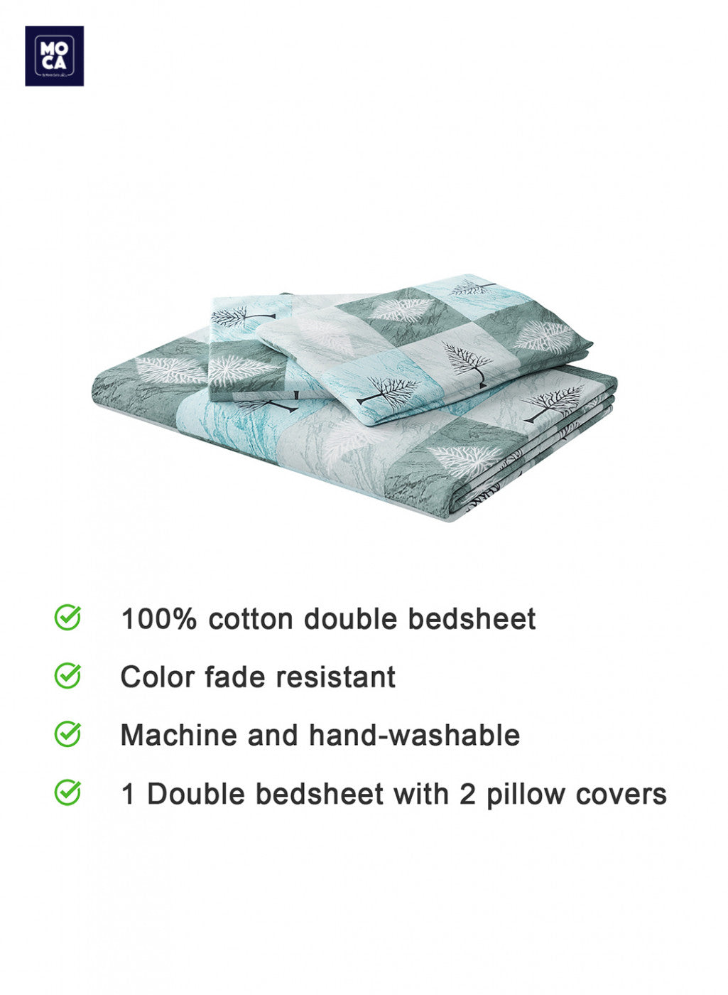 120 TC Cotton Double Bedsheet with 2 Pillow Covers