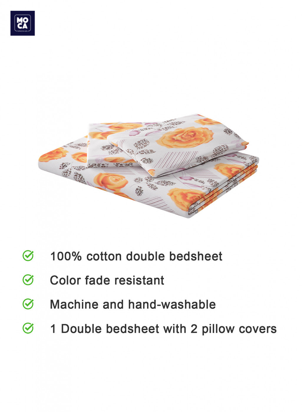 120 TC Cotton Double Bedsheet with 2 Pillow Covers