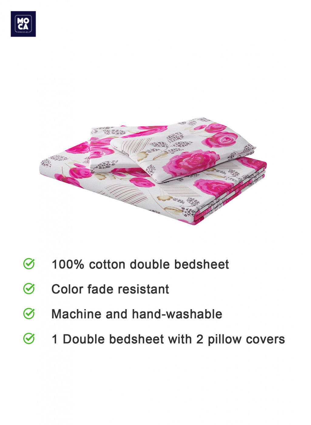 120 TC Cotton Double Bedsheet with 2 Pillow Covers