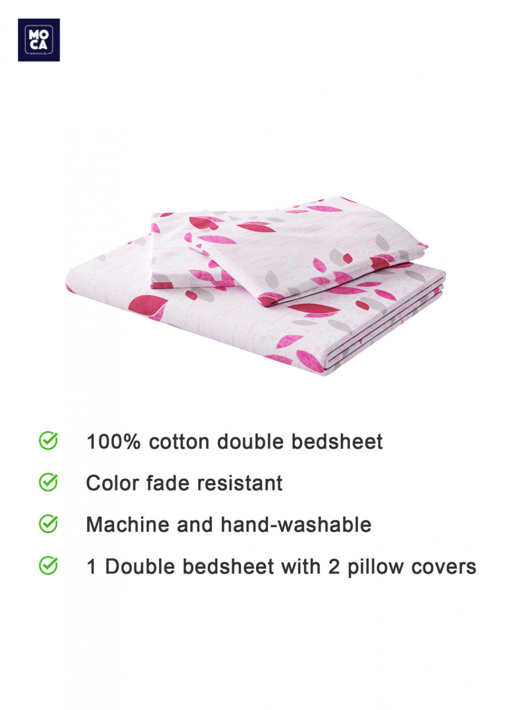 120 TC Cotton Double Bedsheet with 2 Pillow Covers