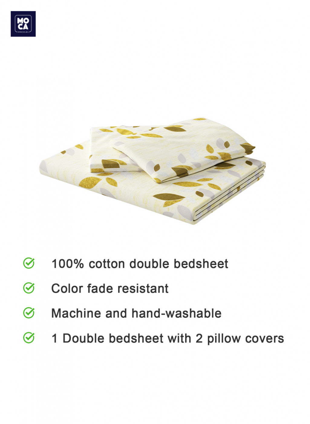 120 TC Cotton Double Bedsheet with 2 Pillow Covers