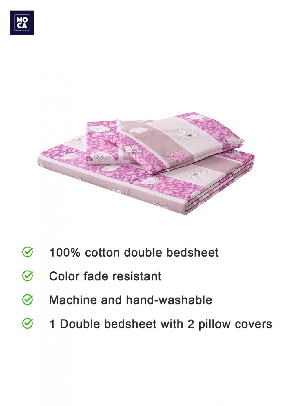 120 TC Cotton Double Bedsheet with 2 Pillow Covers