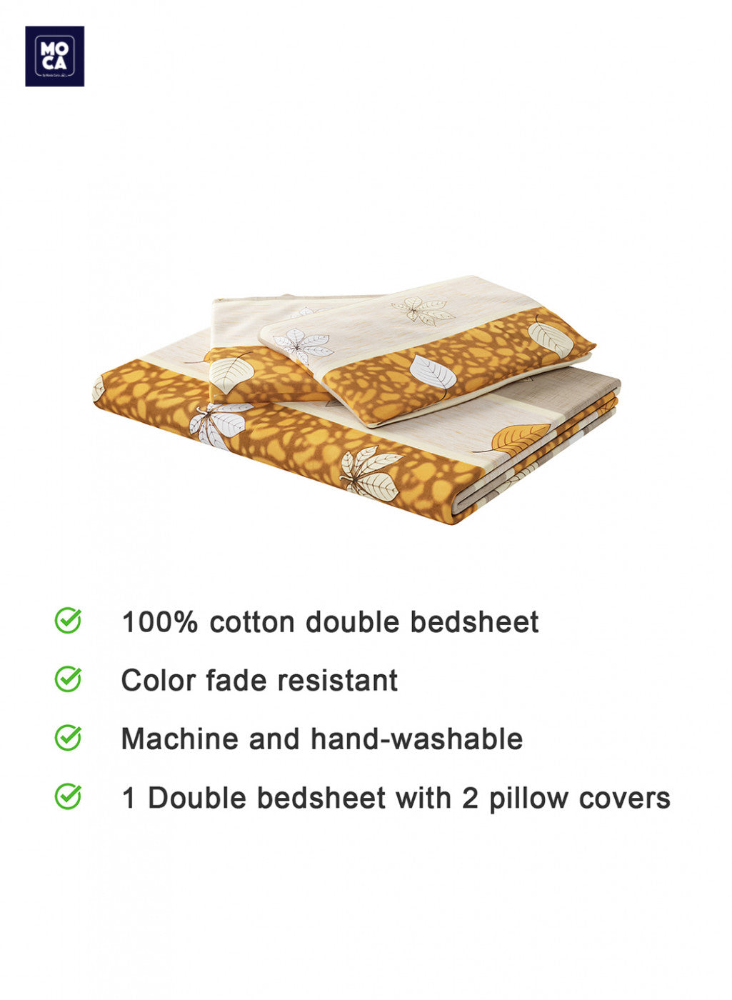 120 TC Cotton Double Bedsheet with 2 Pillow Covers