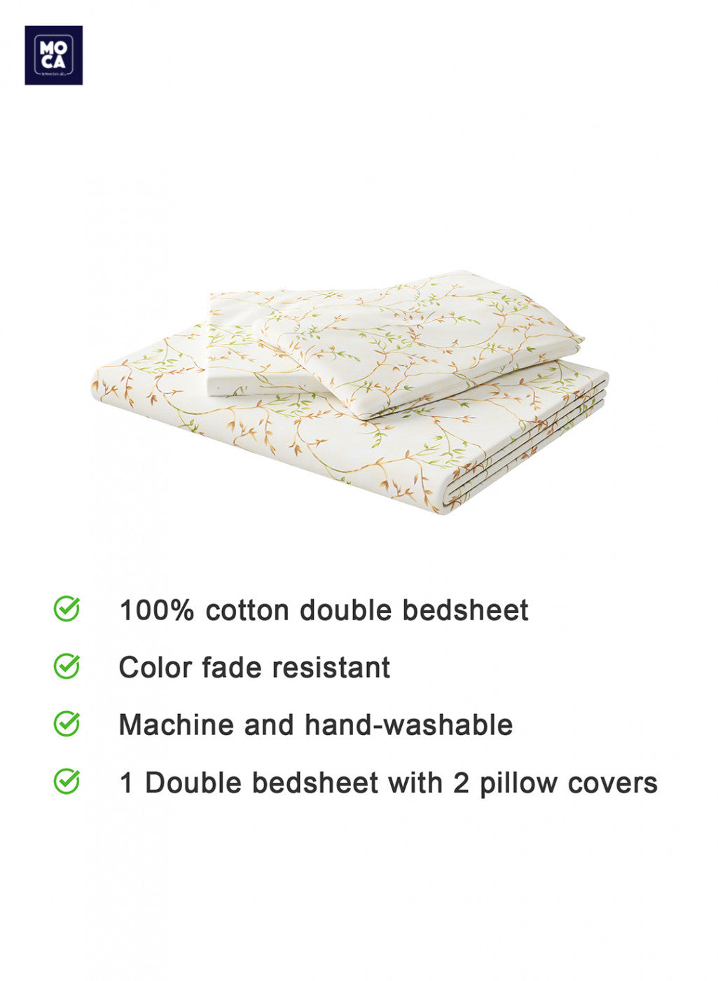 120 TC Cotton Double Bedsheet with 2 Pillow Covers