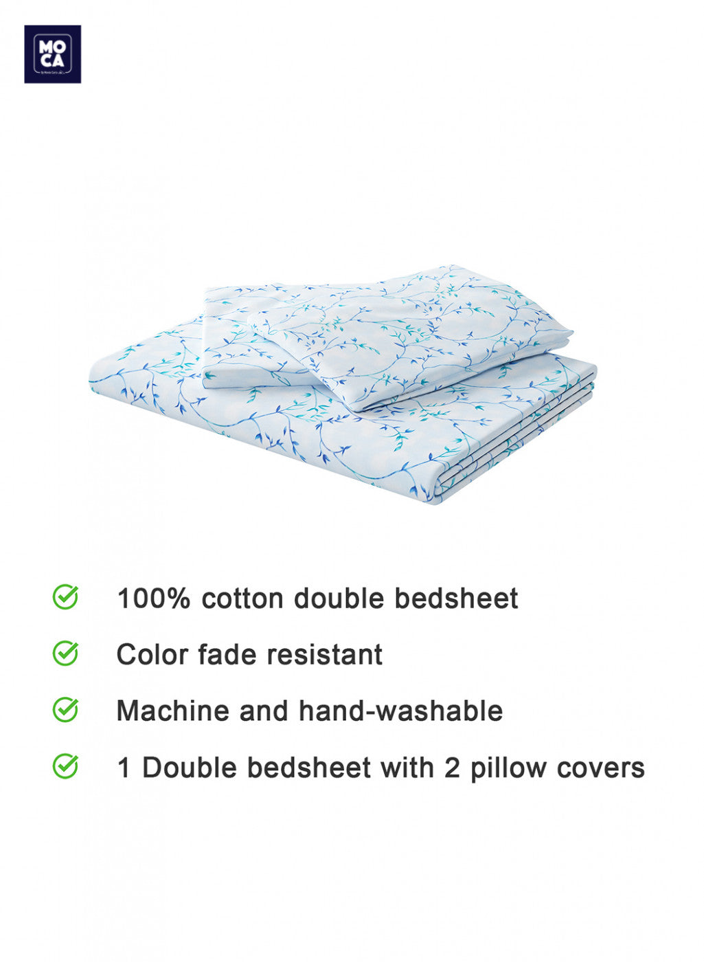 120 TC Cotton Double Bedsheet with 2 Pillow Covers