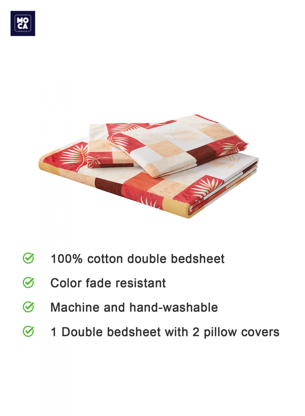 120 TC Cotton Double Bedsheet with 2 Pillow Covers