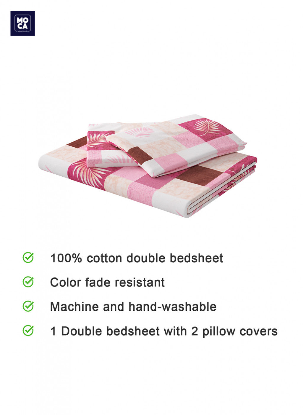 120 TC Cotton Double Bedsheet with 2 Pillow Covers