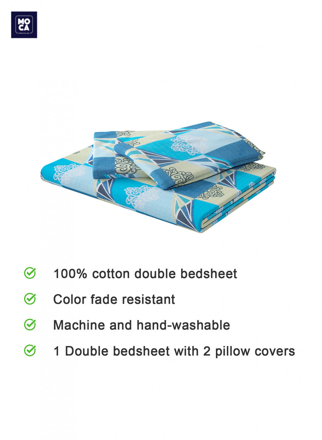 120 TC Cotton Double Bedsheet with 2 Pillow Covers