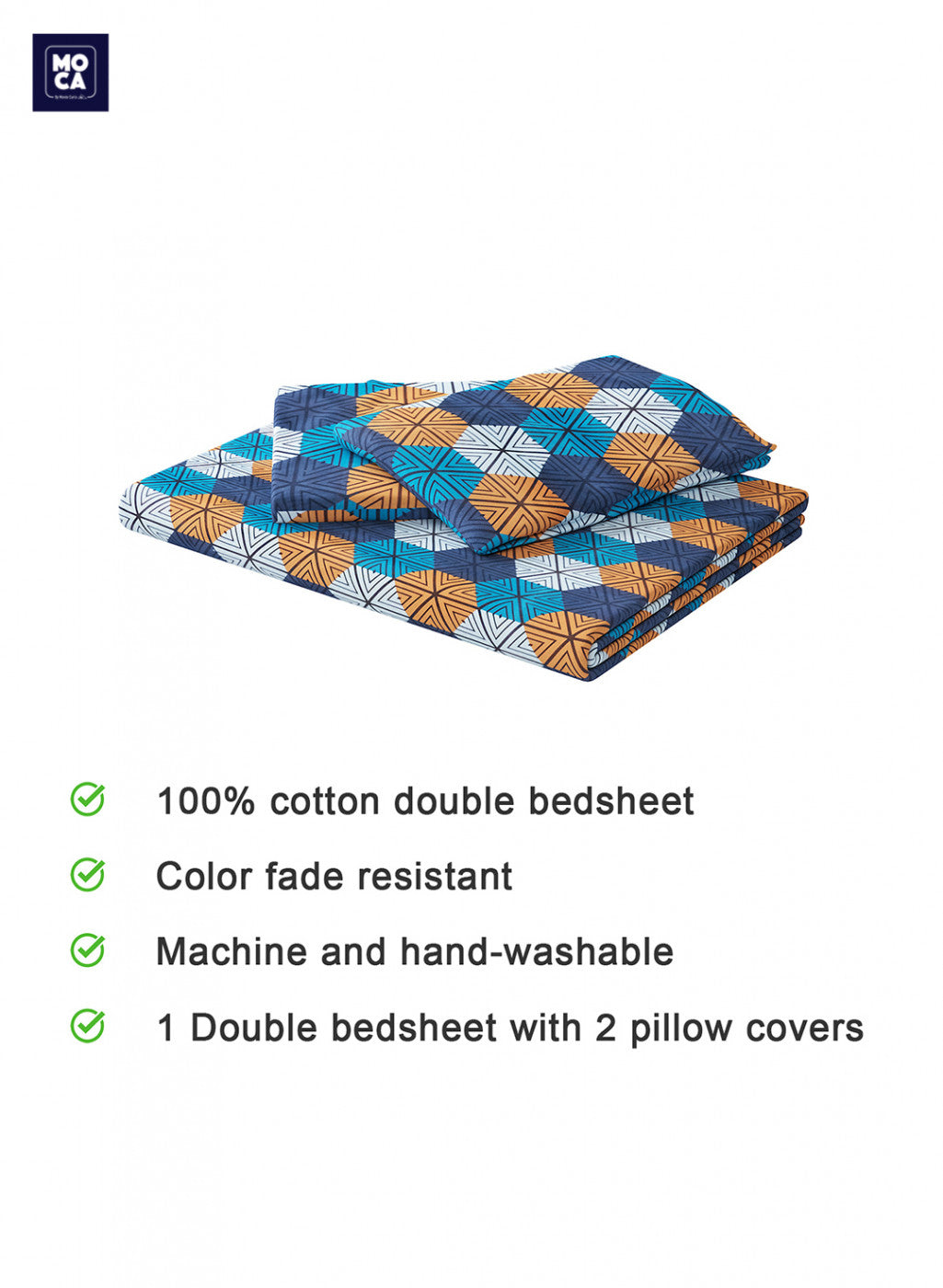 144 TC Cotton Double Bedsheet with 2 Pillow Covers