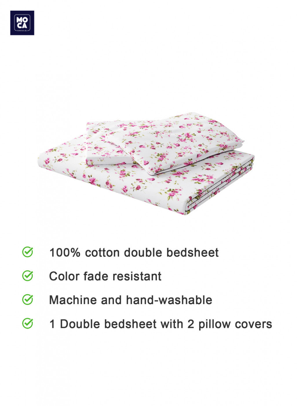 144 TC Cotton Double Bedsheet with 2 Pillow Covers