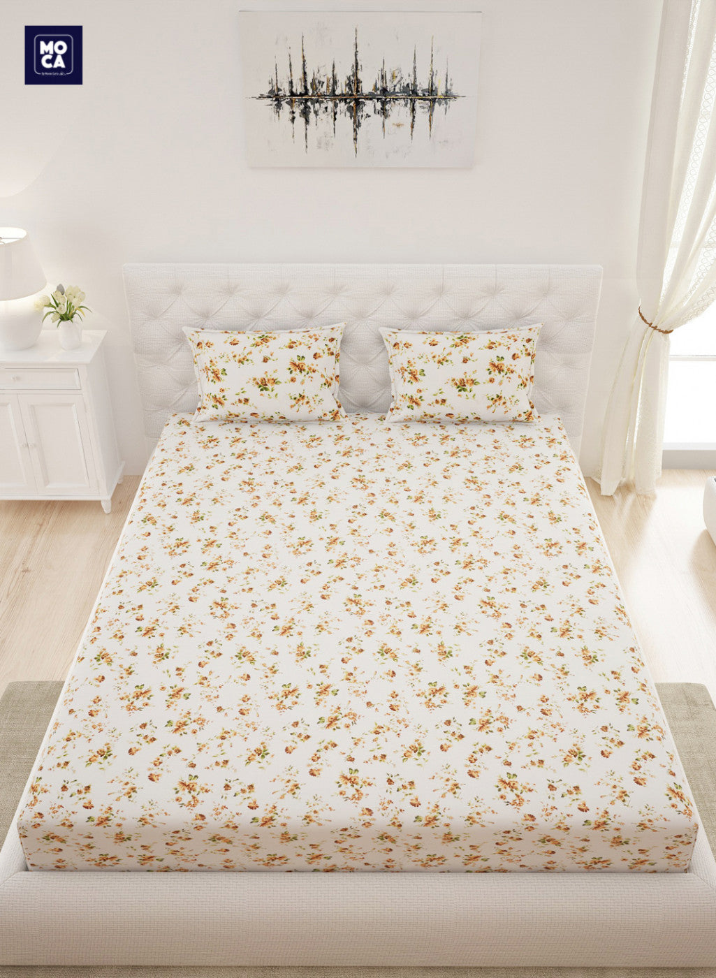 144 TC Cotton Double Bedsheet with 2 Pillow Covers