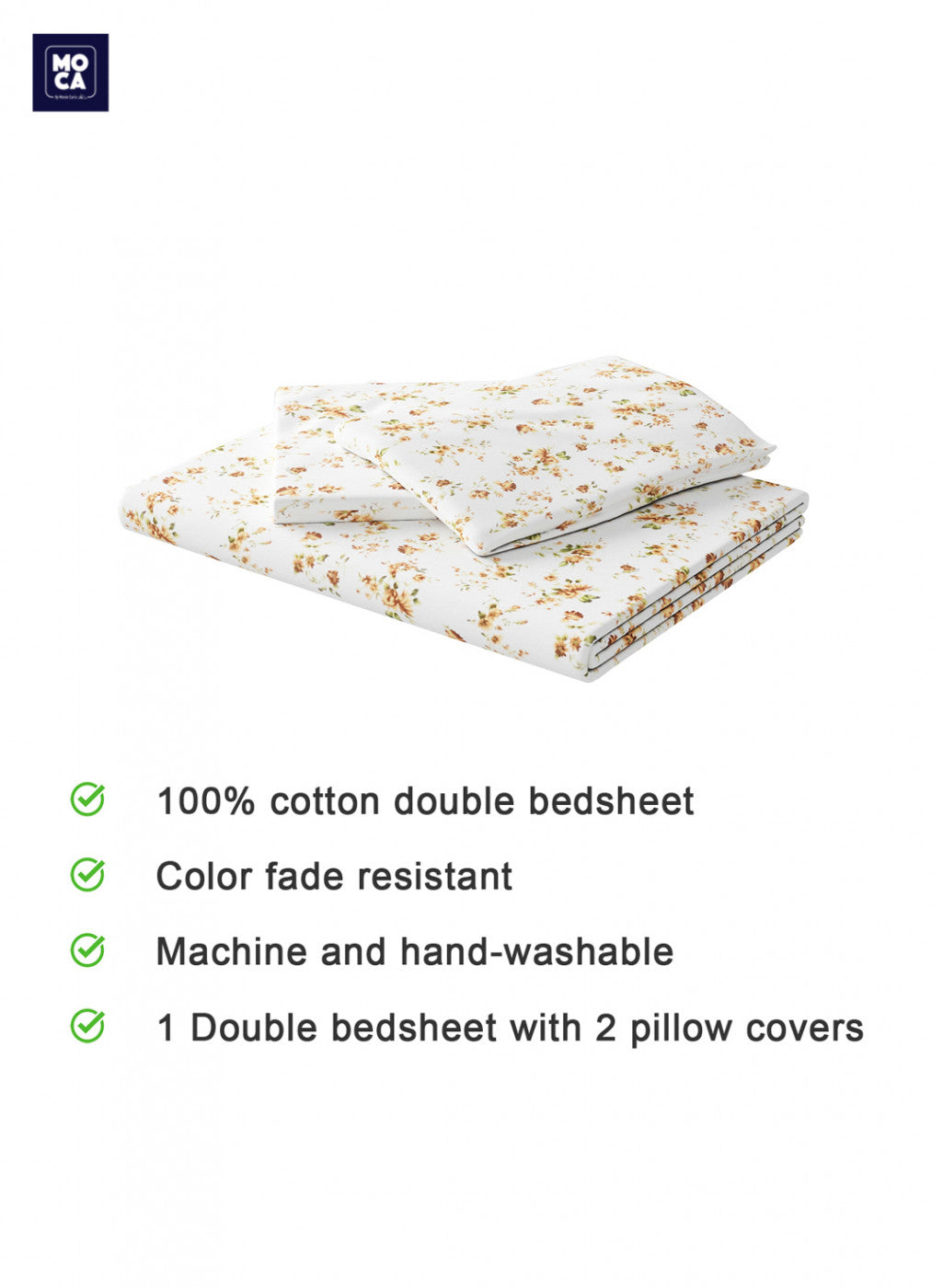 144 TC Cotton Double Bedsheet with 2 Pillow Covers