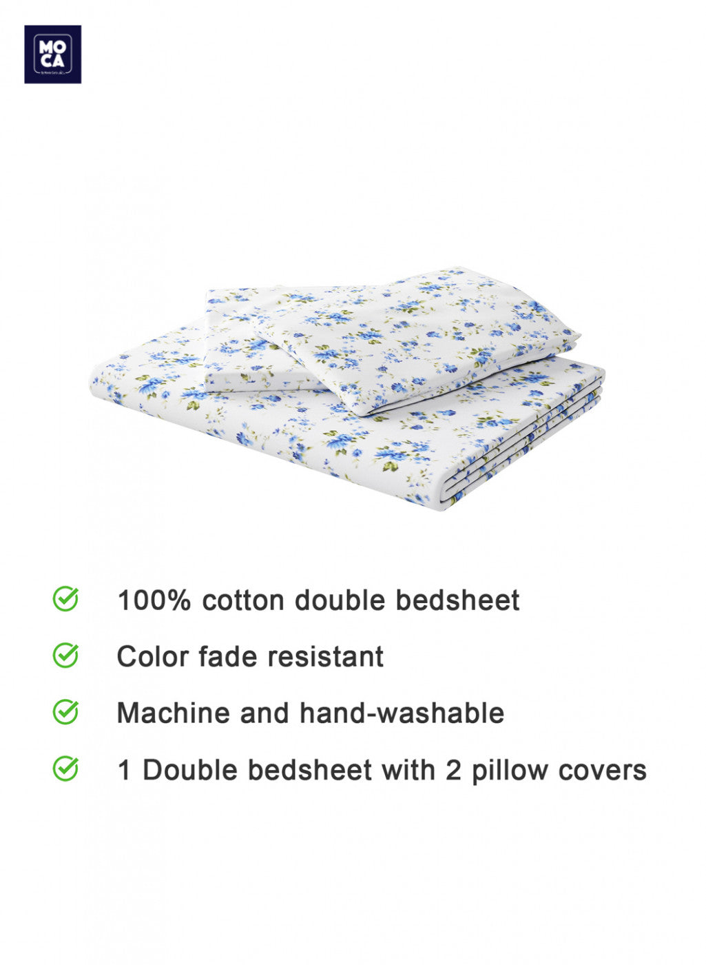 144 TC Cotton Double Bedsheet with 2 Pillow Covers