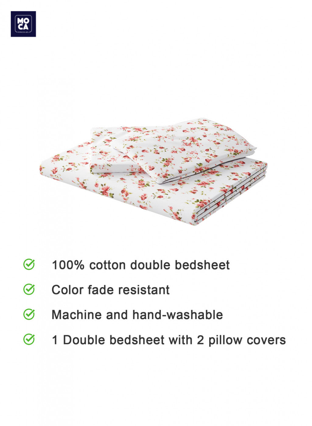 144 TC Cotton Double Bedsheet with 2 Pillow Covers