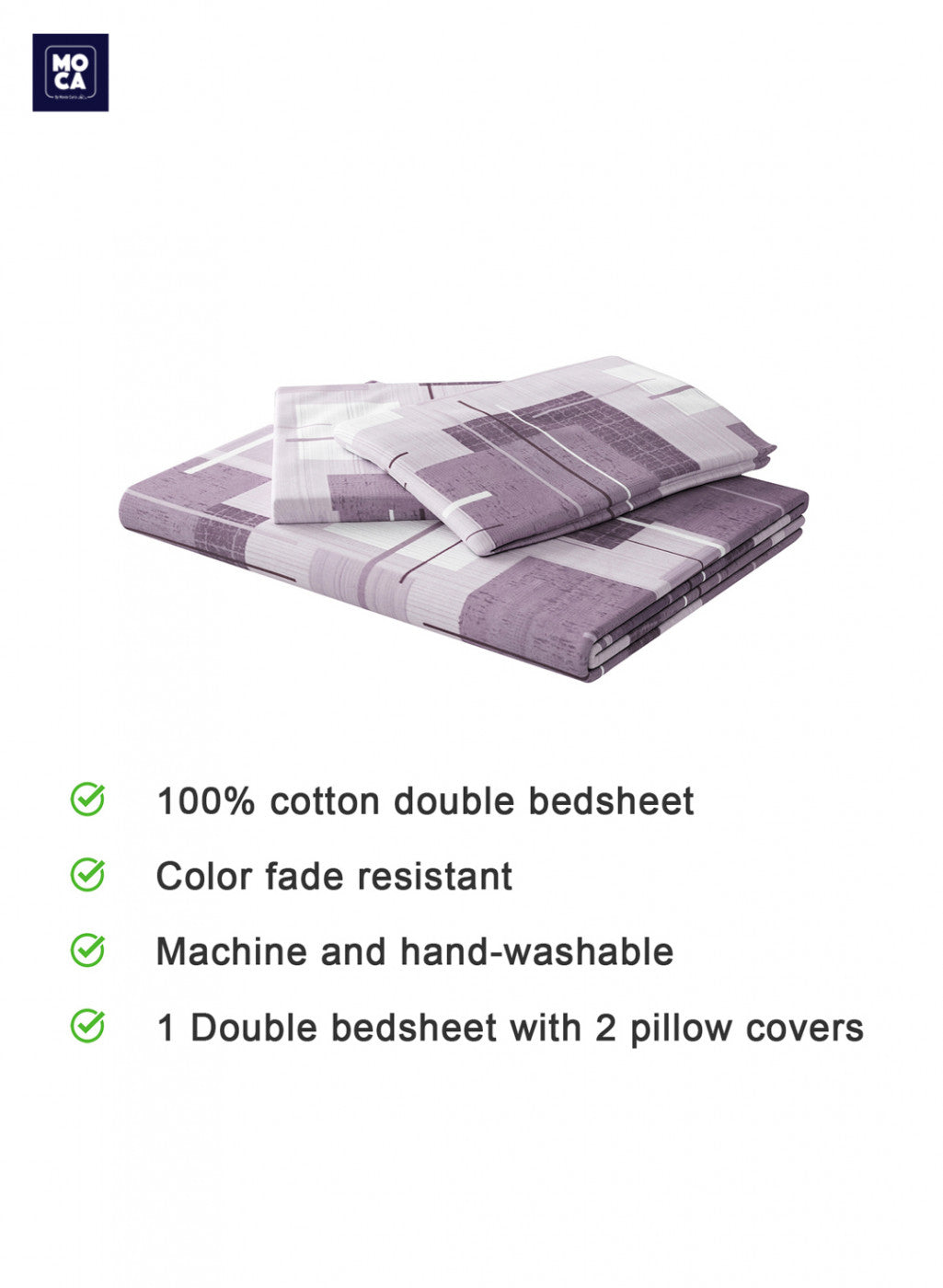 144 TC Cotton Double Bedsheet with 2 Pillow Covers