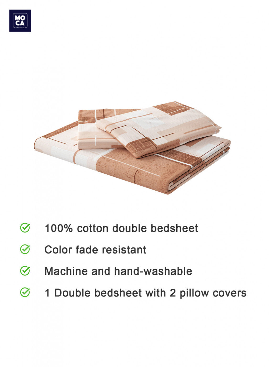 144 TC Cotton Double Bedsheet with 2 Pillow Covers