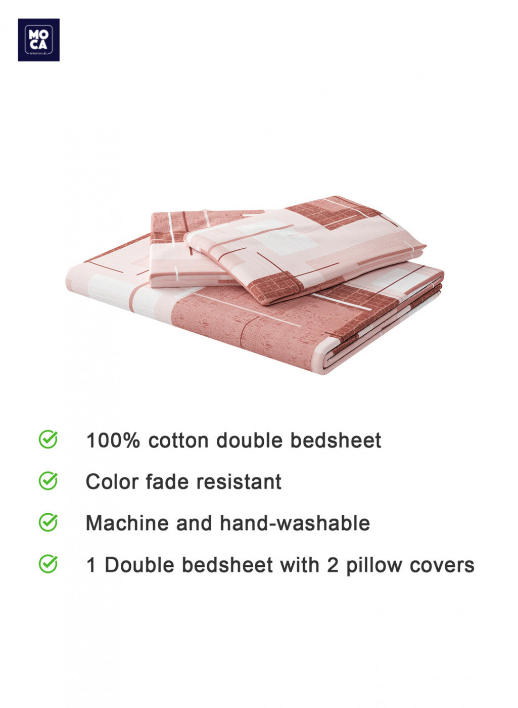 144 TC Cotton Double Bedsheet with 2 Pillow Covers