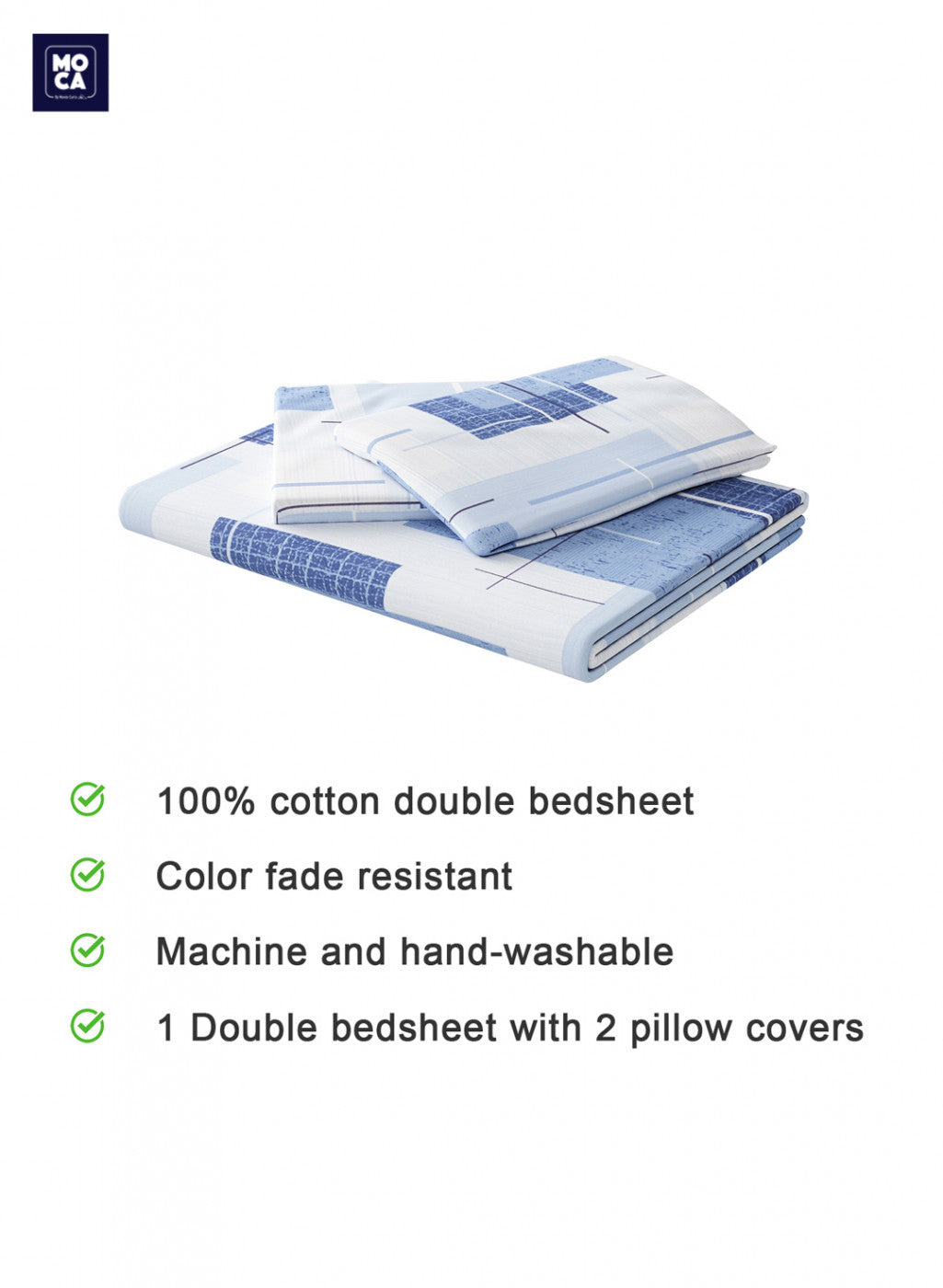 144 TC Cotton Double Bedsheet with 2 Pillow Covers