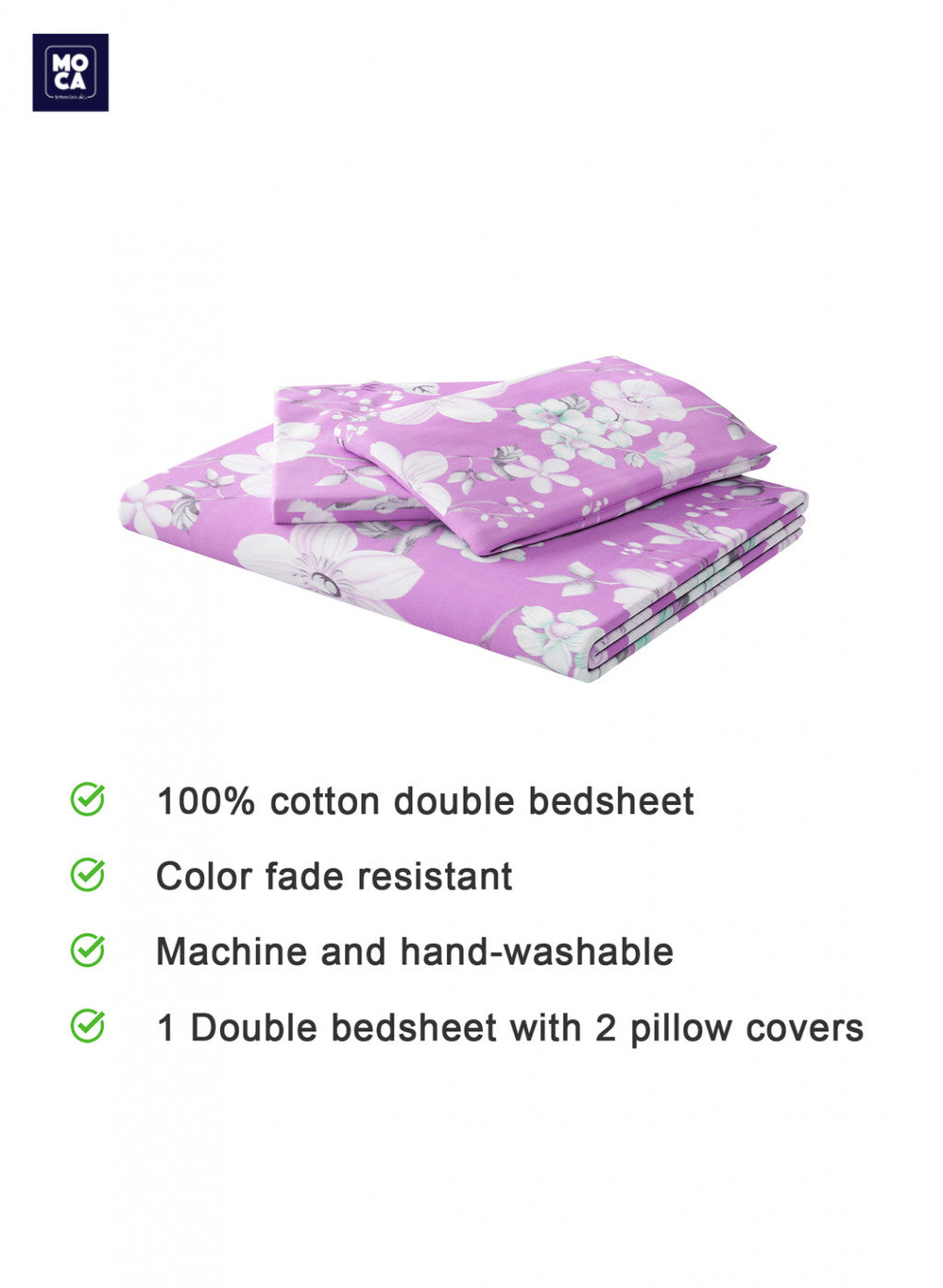 144 TC Cotton Double Bedsheet with 2 Pillow Covers