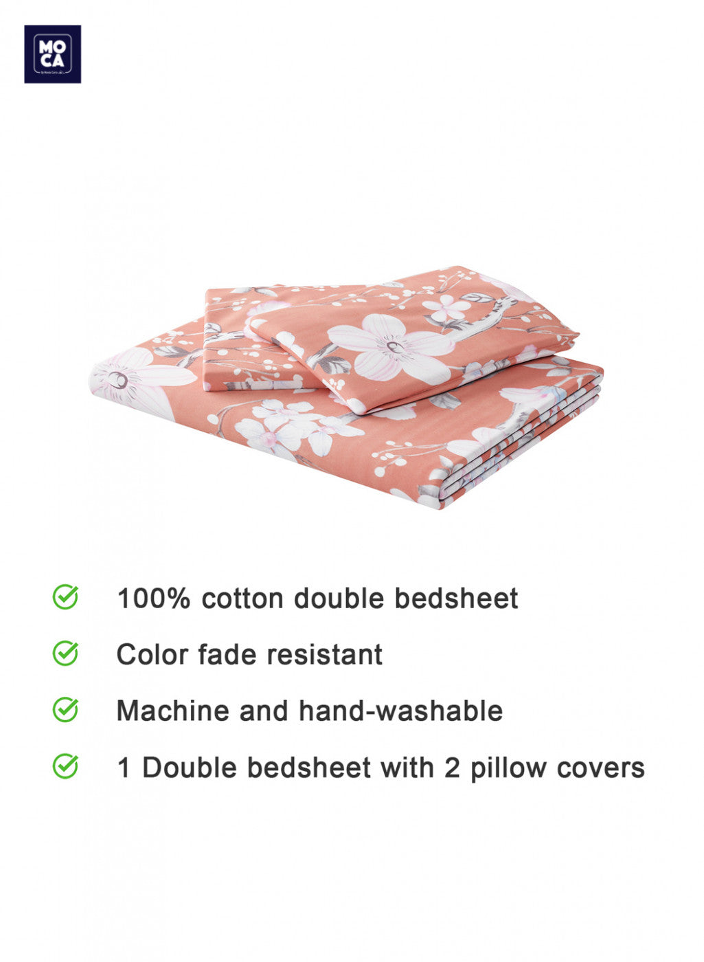 144 TC Cotton Double Bedsheet with 2 Pillow Covers