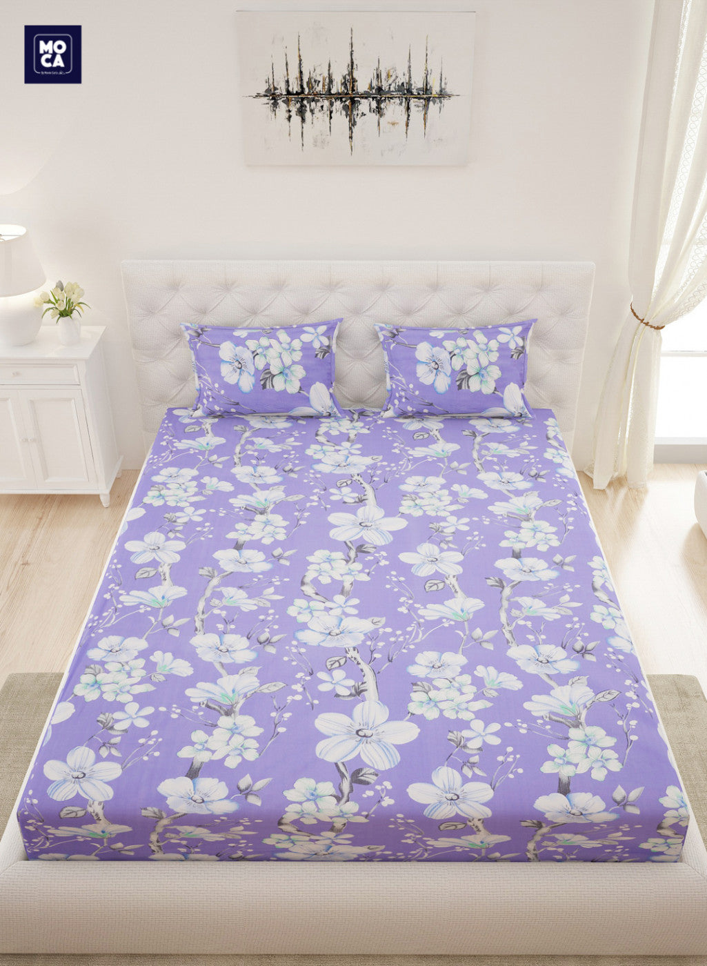 144 TC Cotton Double Bedsheet with 2 Pillow Covers