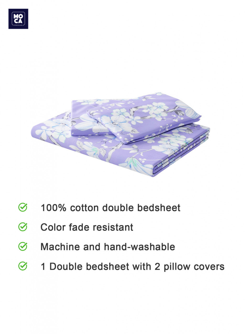 144 TC Cotton Double Bedsheet with 2 Pillow Covers