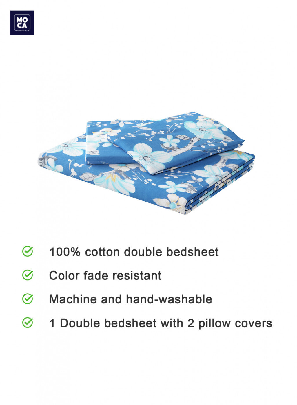 144 TC Cotton Double Bedsheet with 2 Pillow Covers